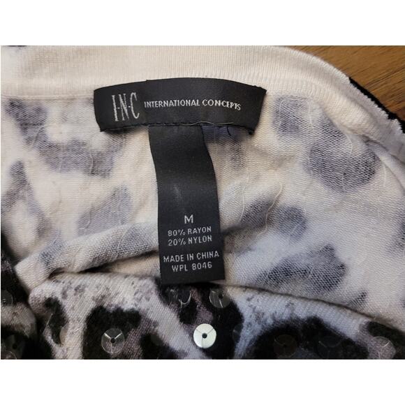 INC International Concepts Sequin Animal Print Cropped Cardigan Sweater M EUC - Picture 5 of 7
